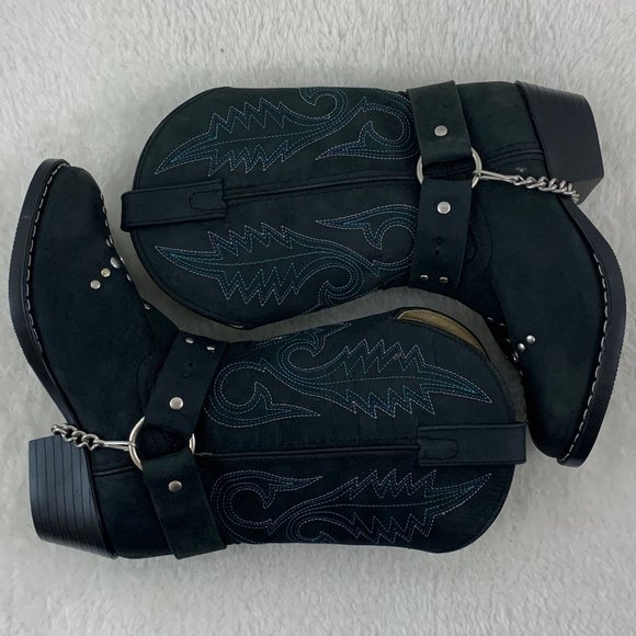 Smokey Mountain Embellished Black with Blue Cowgirl Boots Sz 13.5 - Picture 10 of 12